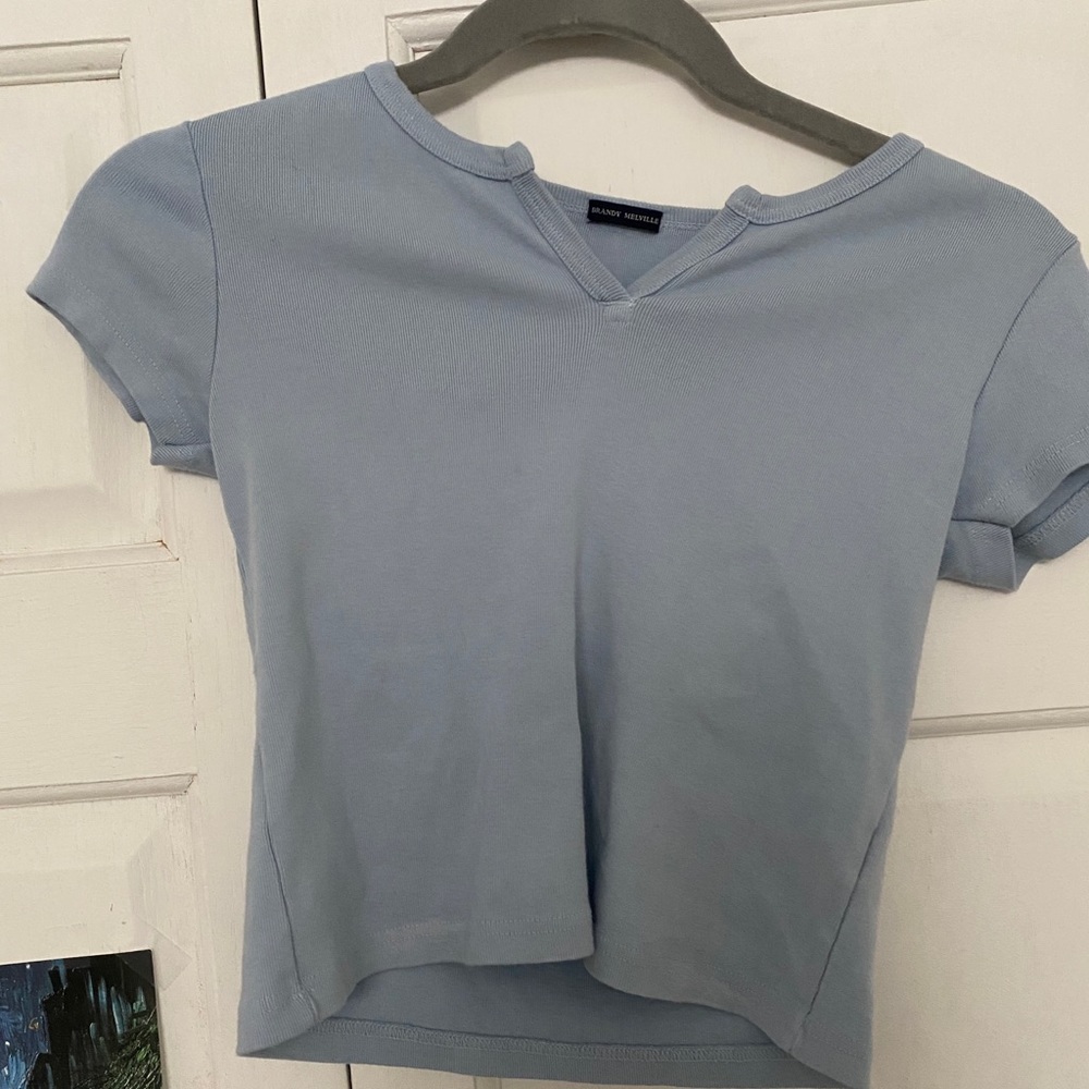Brandy Melville Icy Blue Notch Neck Top